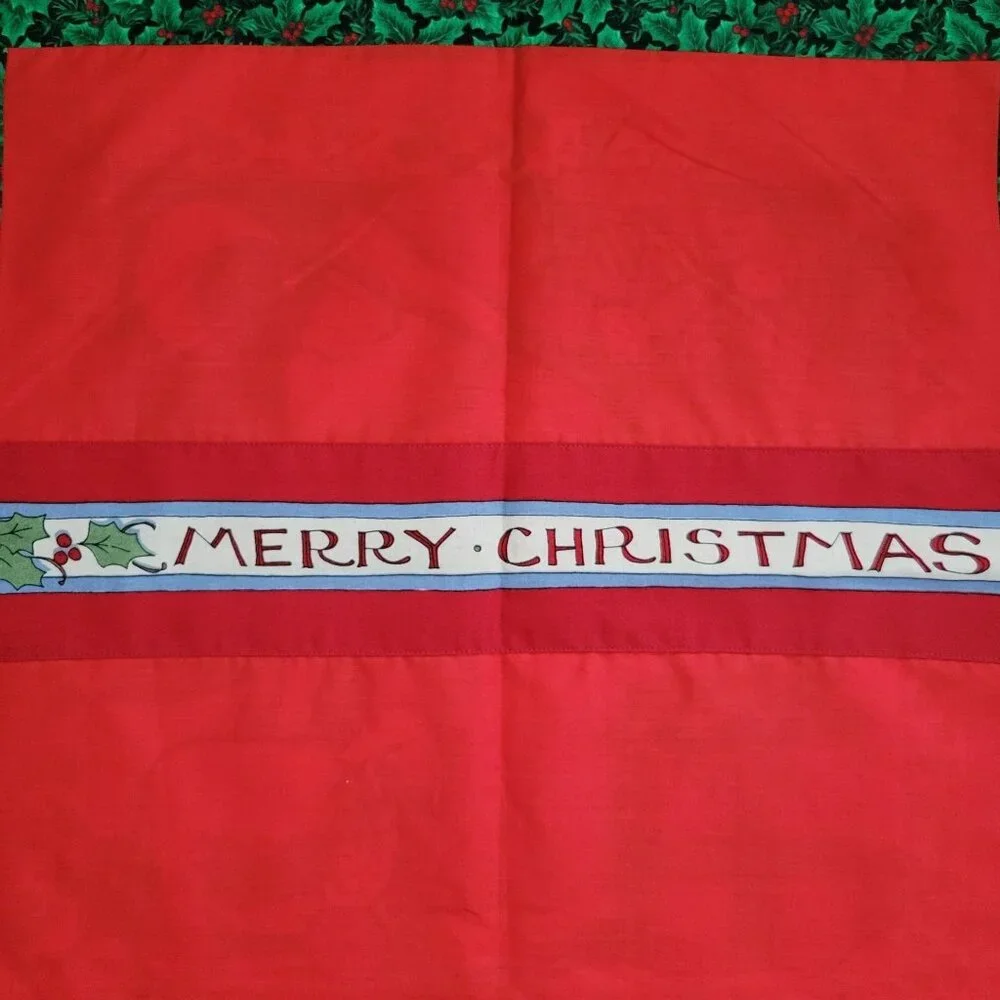 Handmade Santa Claus Horse Christmas Pillow Cover Cotton Zipper Closure 20 x 20